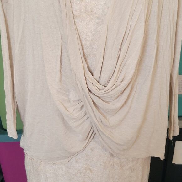 Medium Anthropologie Amadi Layered Draoed Cream Knit Dress - Picture 3 of 7